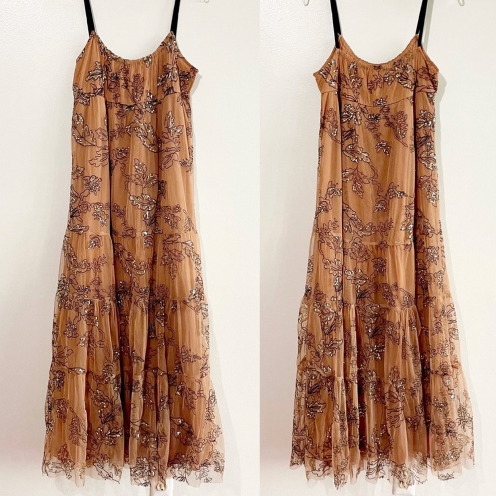 Anthropologie tulle sequin maxi